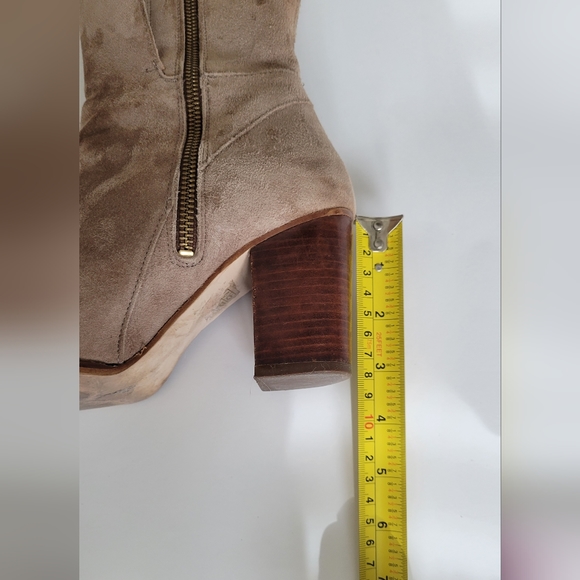 FREE PEOPLE Tan Suede Block Heel Boots - Picture 10 of 14